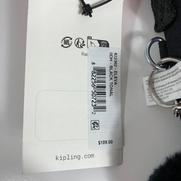 NWT $109 KIPLING Eleva Black Nylon Tote Messenger Shoulder Crossbody Bag - Picture 3 of 10